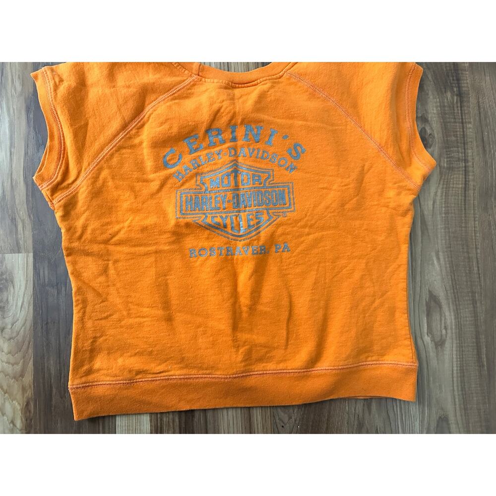 Harley Davidson Y2K Orange Women’s Cap Sleeve T- Shirt x Cerinis in Rostraver